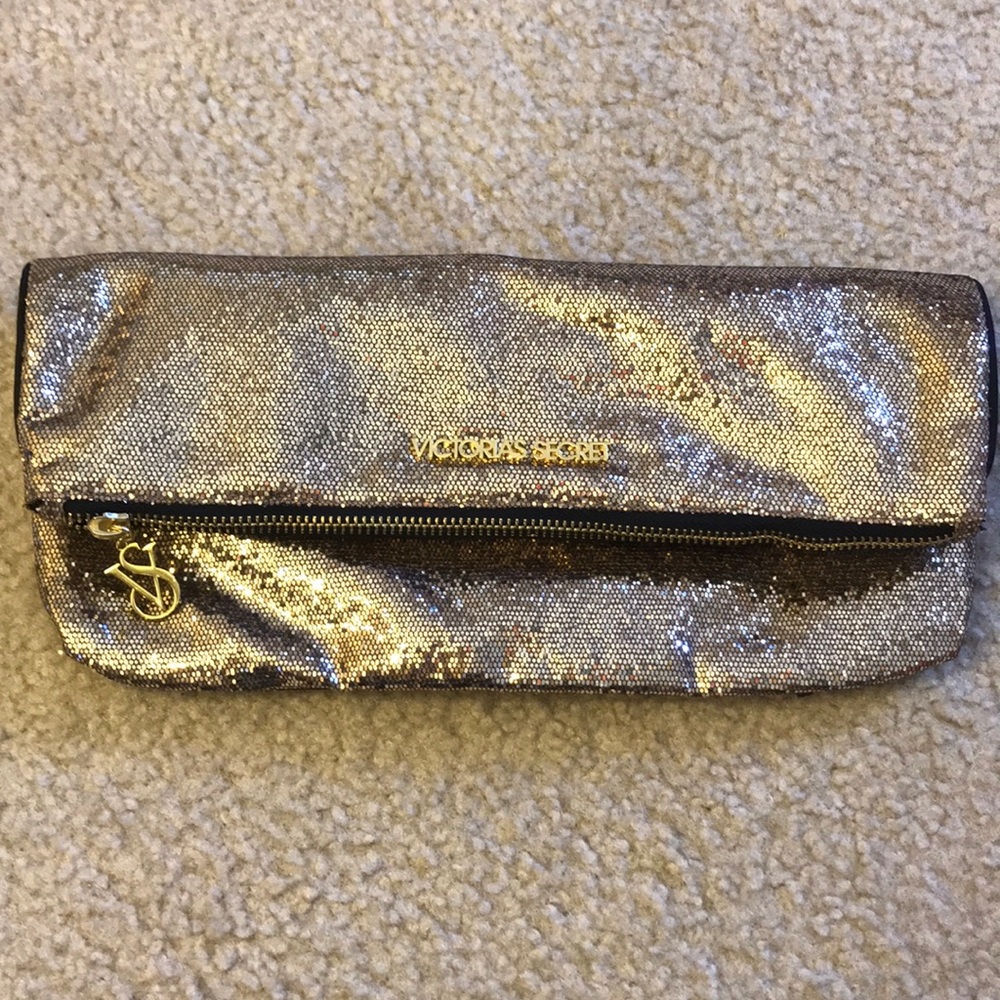 Victoria secret gold bling clutch